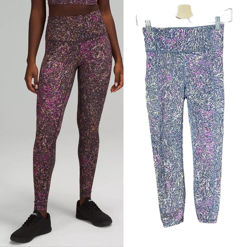Lululemon Wunder Train High-Rise Tight 28" Topography Multi Pink Size 4